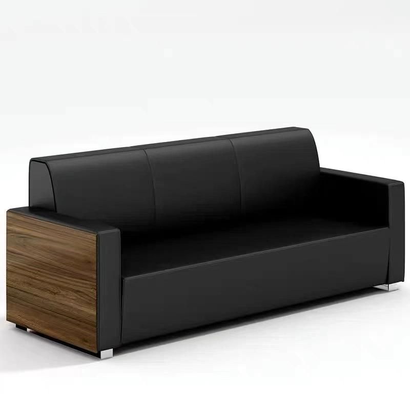 Modern Popular Wooden Leather Office Lounge Sofa Set Tea Table Furniture