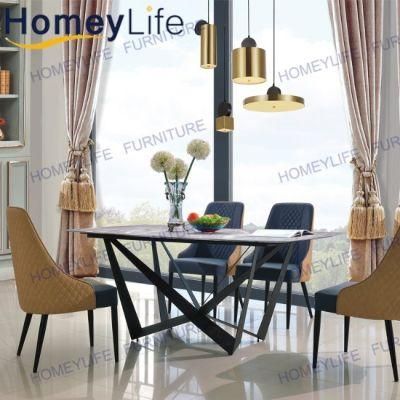 Nordic Design Rectangular Marble Iron Home Hotel Dining Table Furniture