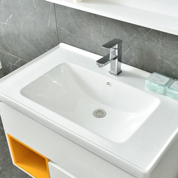 White Modern Hotel Single Sink Sanitary Ware Wall Cabinet Bathroom Vanity