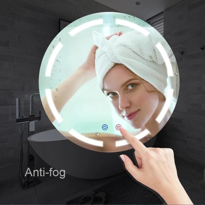 Bathroom Round LED Wall Mirror with Touch Sensor for Hotel