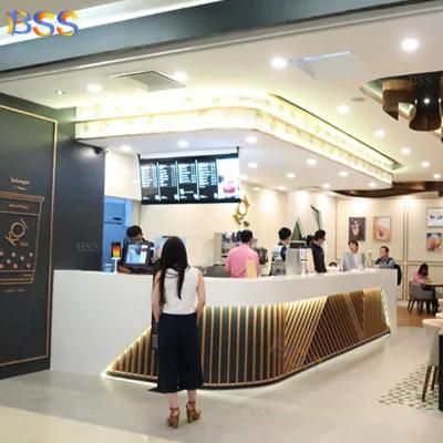 Juice Bar Counter Solid Surface Small Bubble Tea Juice Bar Counter Design