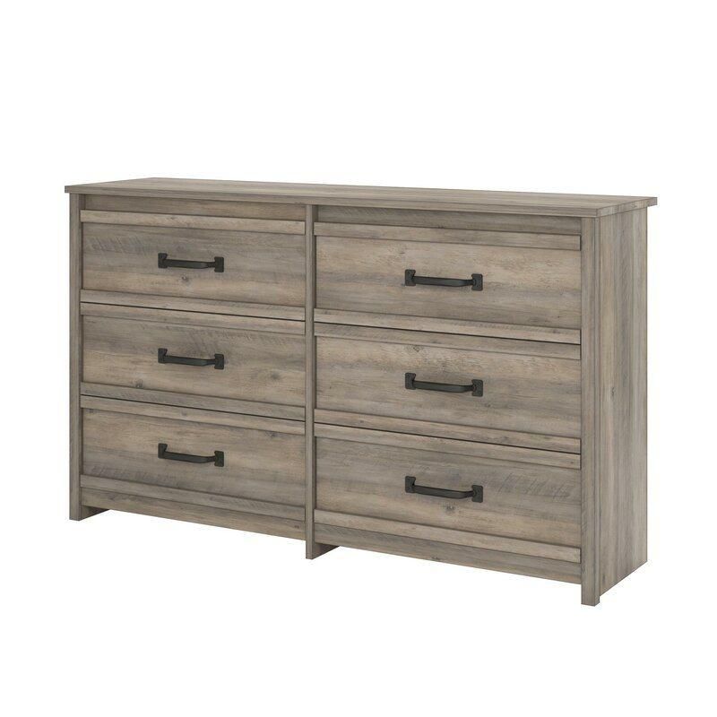 Antique Furniture Gray Oak Drawer Double Dresser Sideboard for Living Bedroom