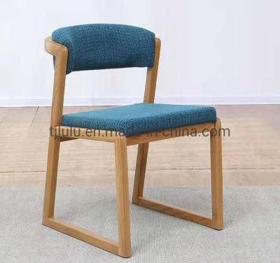 Wholesale Modern Design Wooden Furniture Dining Room Chair Restaurant Upholstered Linen Fabric Living Room with Sponge