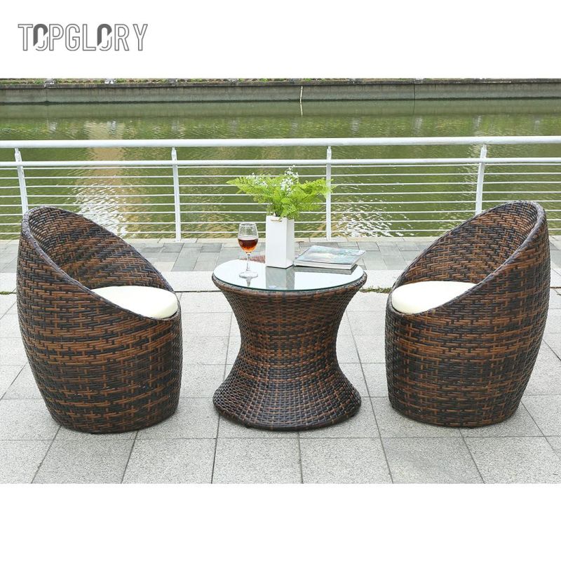Outdoor Rattan Woven Table and Chair Three-Piece Set Courtyard Garden Leisure Furniture Coffee Shop Terrace Rattan Table and Chair
