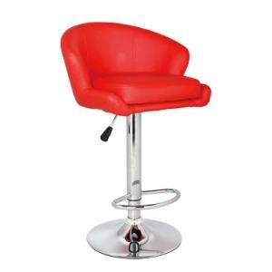 modern Red PU Bar Chair with High Back Thick Cushion Stool