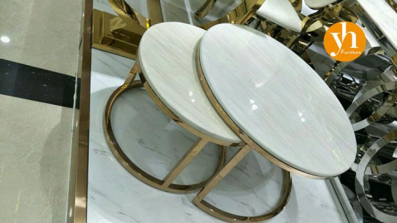 Hotel Hall Big Banquet Table Gold Steel Pictures Living Room Coffee Table