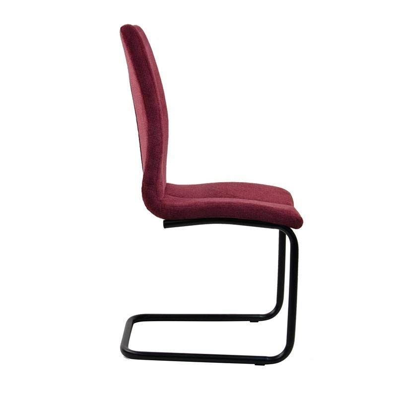 Decoration Interior Accessories Red Textile Stripe Chrome Leg Dining Chair