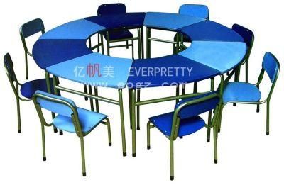 8 Kid&prime;s Fixed Metal Leg with Wooden Top Kindergarten Desk &amp; Chair Set Furniture