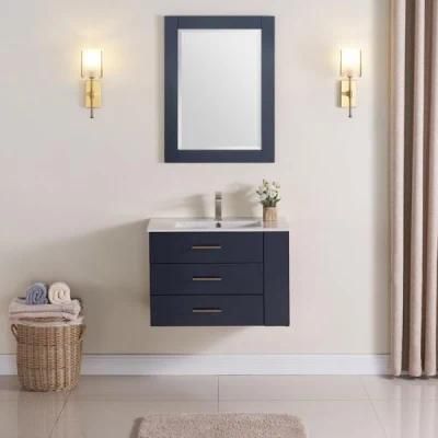 30&prime; &prime; Color Marine Blue Flouting Bathroom Vanity Right Wide Shelf