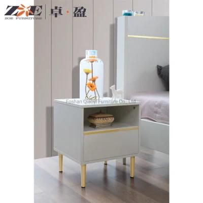 Modern Nordic Style MDF Bedside Table White Bedroom Night Stand Wooden Small Nightstands with 2 Drawer