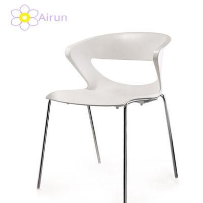 Italian Design Cheap Famous Elegant Pink Yellow Chrome Metal Legs Plastic Dining Chair