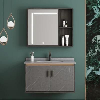 Factory Directly Modern Hotel Hanging Waterproof Mirror Sintered Stone Countertop Wash Basin Bathroom Vanity
