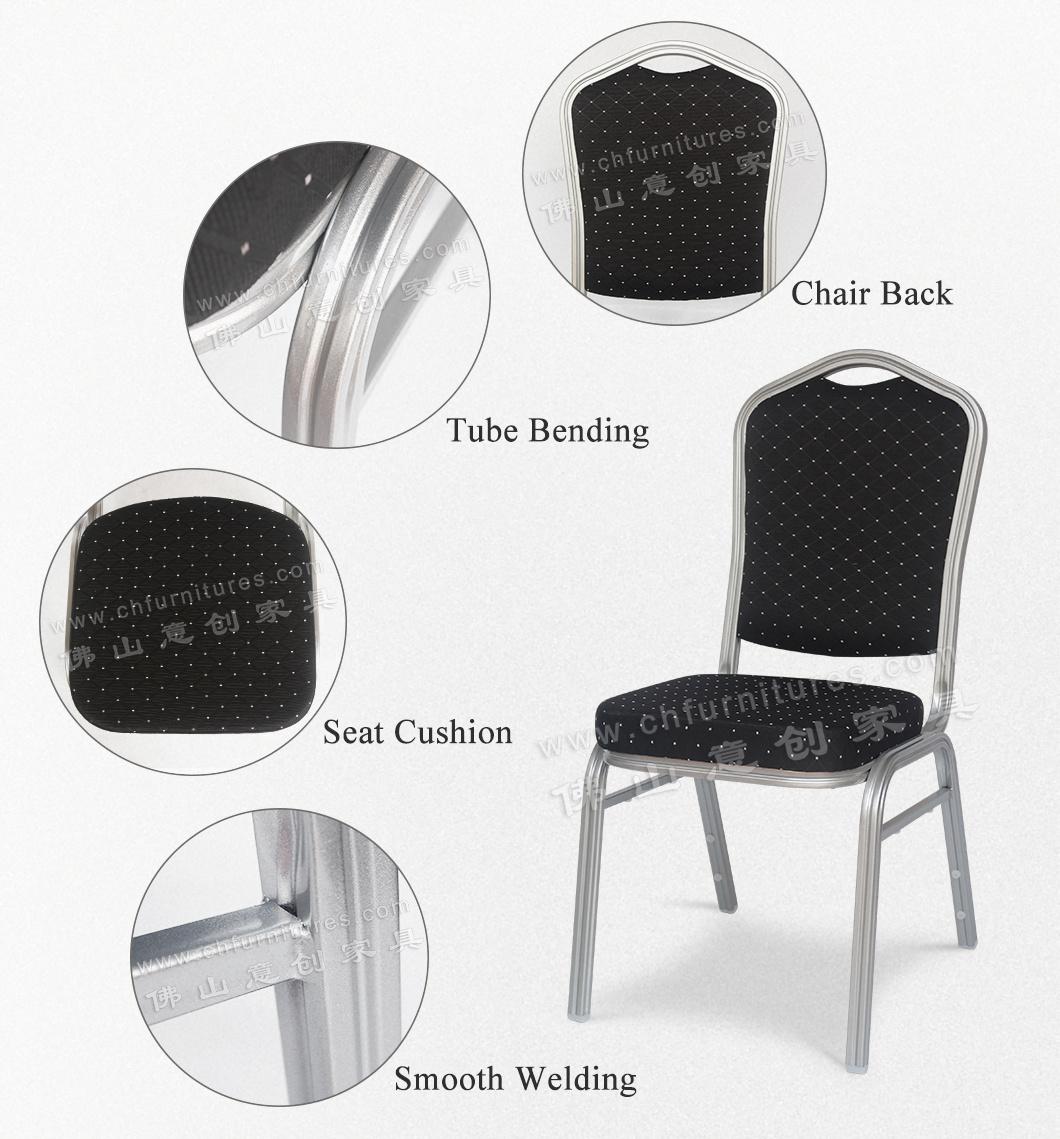 Yc-Zg30-03 Silver Frame Paint Black Fabric Banquet Chair in Hotel