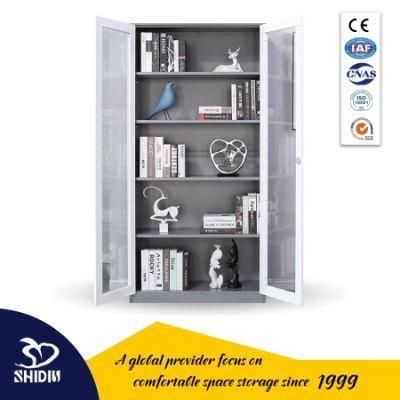 Multi-Function Metal Tall Storage Cabinet with Glass Doors and Shelves