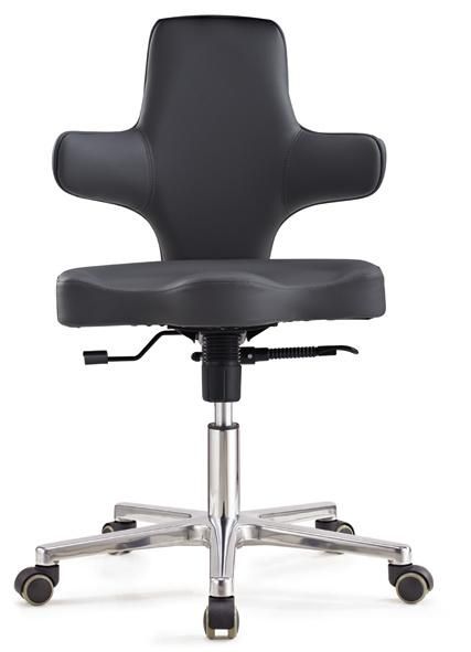 Haiyue Furniture Ergonomic MID-Back Leather Drafting Chair with Black PU Seat and Adjustable Foot Ring