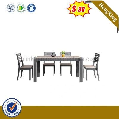 Modern Wooden Restaurant Dining Living Room Furniture Black Steel Dining Table