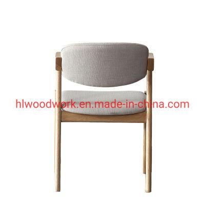 Oak Wood Z Chair Oak Wood Frame Natural Color White Fabric Cushion and Back Dining Chair Coffee Shop Chair Office Chair Home Furniture