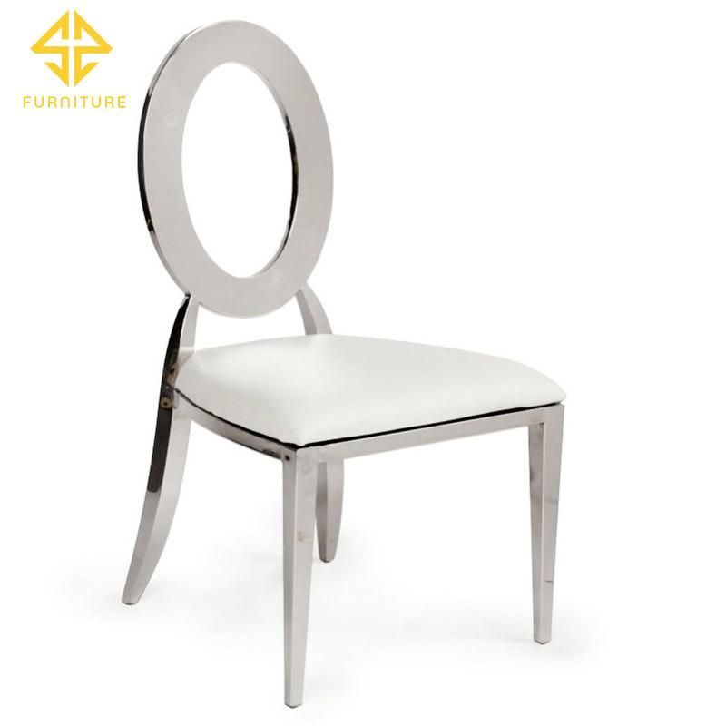 Hot Design Round Back Golden Shiny Stainless Steel Wedding Chairs for Dining