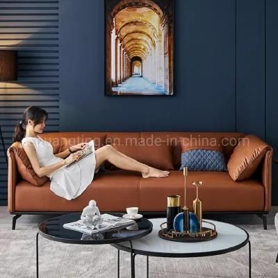 Latest Design Living Room 4 Seater Genuine Modern Leather Sofa