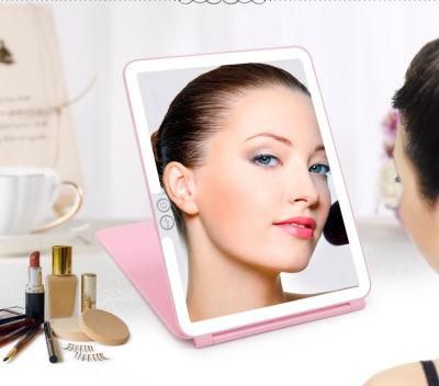 LED Products Slim Pad Shape Desk Cosmetic Pocket Portable Travel Folding Mirror