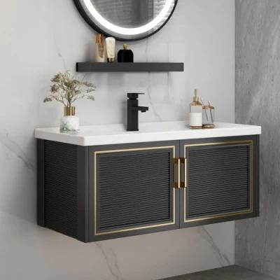 China Factory Wholesale Modern Rock Plate Bathroom Cabinets with Round Mirror