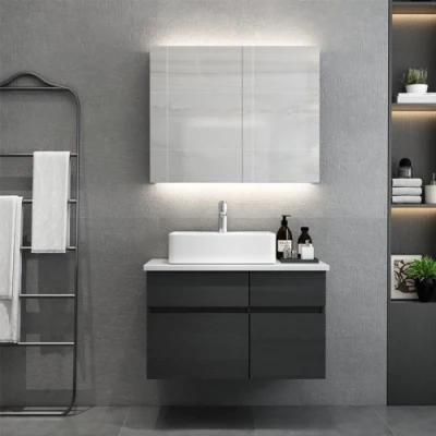 Environmentally Friendly Wall Mounted Washbasin with Solid Wood Cabinet Bathroom Vanity