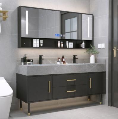 Rock Plate Double Basin Bathroom Cabinet Combination Modern Simple Wash Table Bathroom Set Toilet Hand Wash Basin Mirror Cabinet