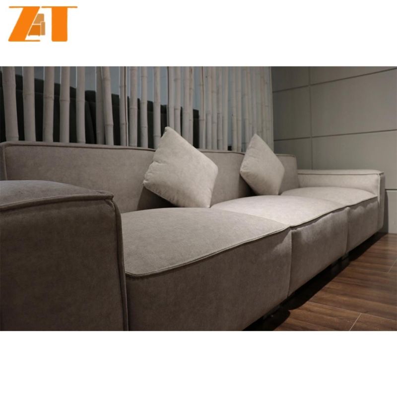 High End Sloping Arms Legs Home Furniture Modern Linen Sofa for Living Room