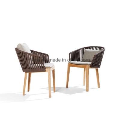 Modern Luxury Garden Outdoor Dining Chair Rattan Solid Teak Wood