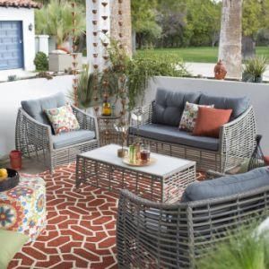 Modern Sectional Fabric Leisure Aluminium Resin Wicker Furniture Outdoor Recliner Sofa
