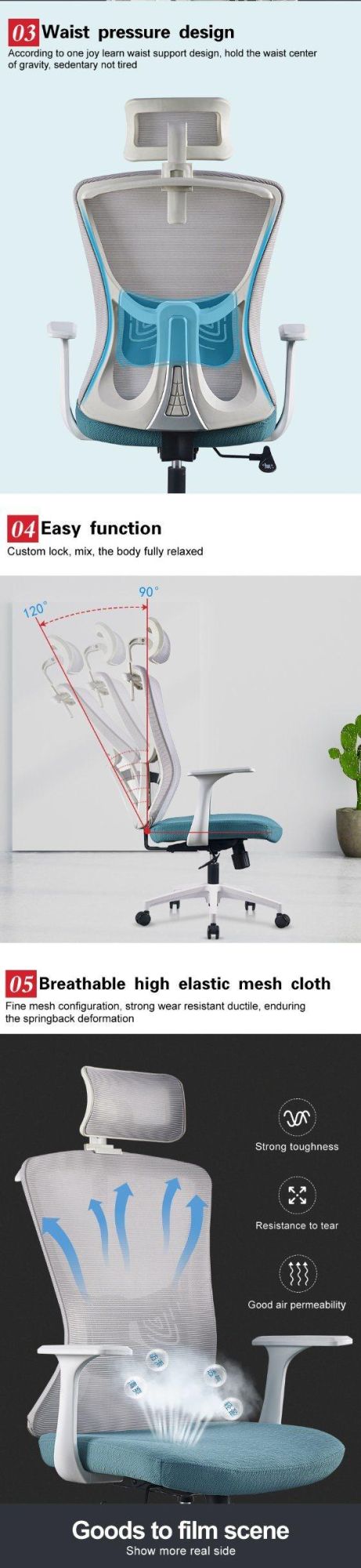 Black Wholesale Market Fabric Swivel Adjustable Headrest Manager Chair
