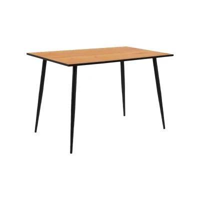 Modern Home Restaurant Dining Room Furniture Simple Wooden Top Metal Leg Dining Table