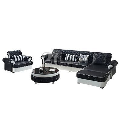Button Tufted Home Living Room Furniture Leather Sectional Sofa Set