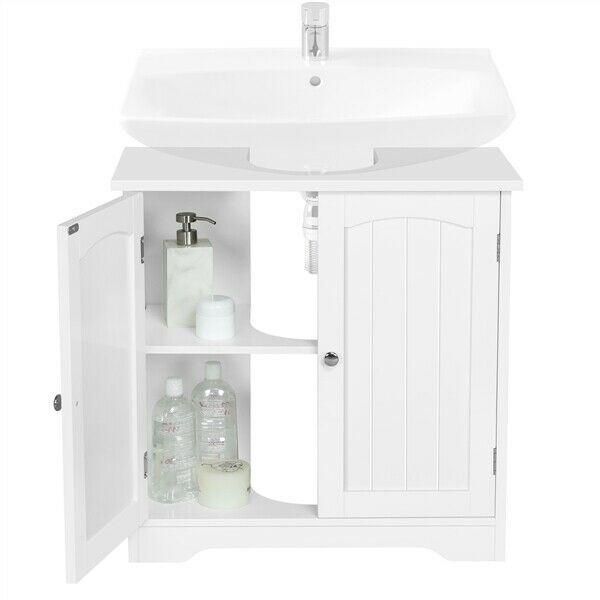 Bathroom Under Sink Cabinet Basin Unit Floor Cupboard Storage Furniture White