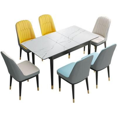 Home Livining Room Furniture Table Set Extendable Sintered Stone Cerematic Marble Top Dining Chair Tables for 6 8 Persons