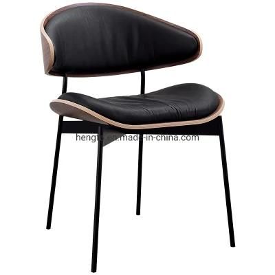 Modern Kitchen Home Furniture Wood Solid Leather Cushion Dining Chairs