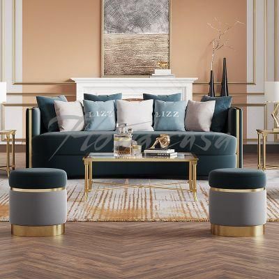 Leisure Modern Fabric Chesterfield Sofa Set Italian Living Room Furniture with High Rebound Sponge