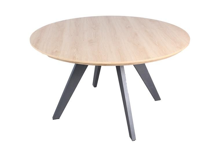 Home Restaurant Bar Table MDF Top Wooden Round Dining Table with Metal Legs