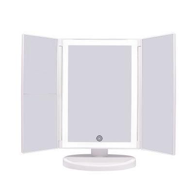 Hot Selling LED Mirror Trifold LED Makeup Mirror Standing Mirror 2X 3X Magnifying Mirror