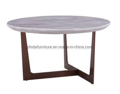 Round Shape Marble Top Metal Base Apartment Bedroom Side Coffee Table