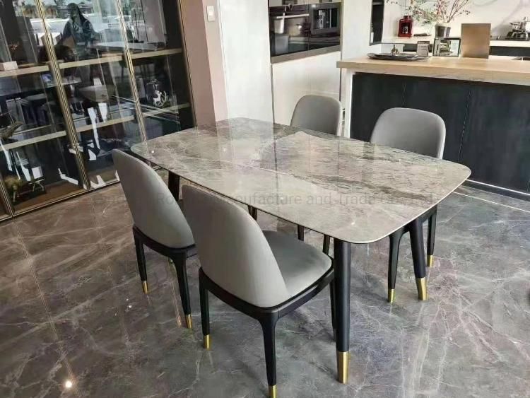 Wholesale Modern Simple Fashion White Dining Table Marble Dinner Table Restaurant Furniture Metal Leg Table for Dining Room
