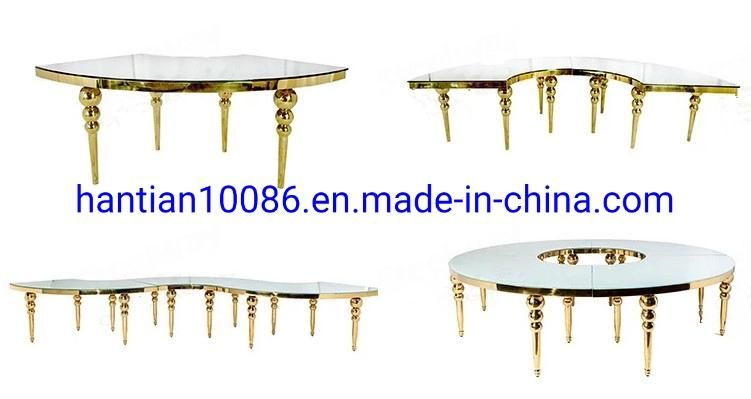 Wholesale Party Event Crystal Pendant Furniture Stainless Steel Gold Wedding Decor Dining Table