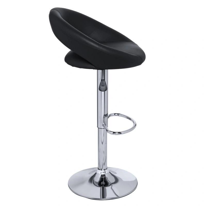 Breakfast Kitchen Counter Adjustable Swivel Height Gas Lift PU Matte Leather Bar Stool with Simple Elegant Footrest Bar Chair