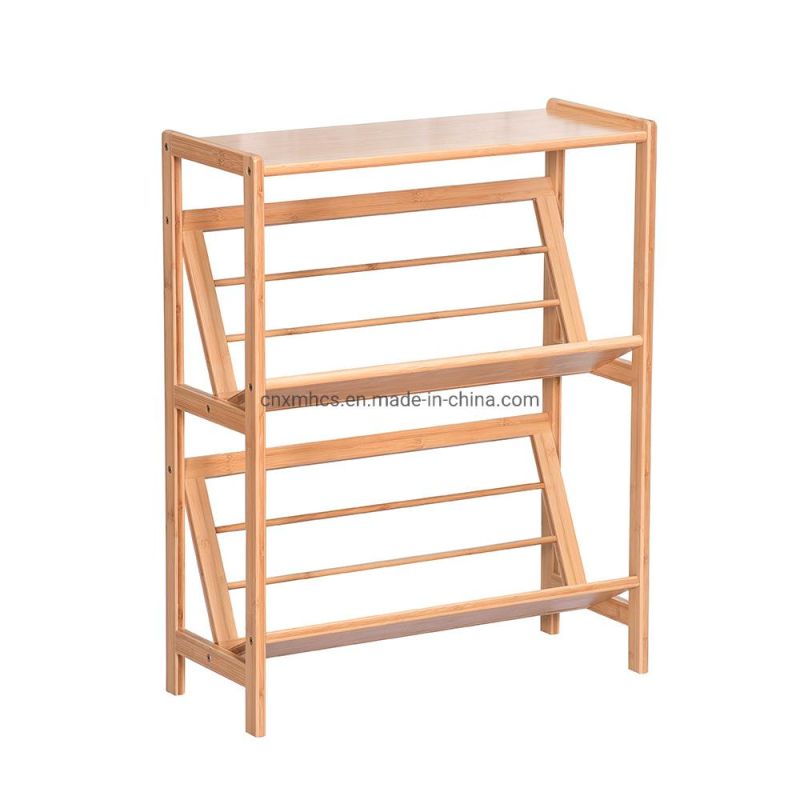 Bamboo Floor Standing Book Shelf Bookcase Display Book Rack 3 Tier Bookcase Organizer Storage for Home Office, Living Room