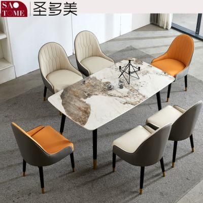 Modern Living Room Dining Room Furniture White Wax Wood with Copper Set Dining Table