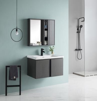 Grey Color Wall Hung Ceramic Wash Bathroom Cabinet (6619)