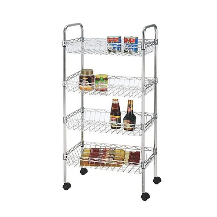 4 Tier Adjustable Chrome Metal Home Kitchen Service Handy Cart Trolley