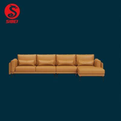 Modern Luxury Wooden Legs Home Furniture Sectional Settee Living Room Leather Sofa