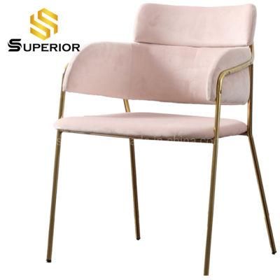 Customized Contemporary Simple American Style Pink Velvet Dining Chairs