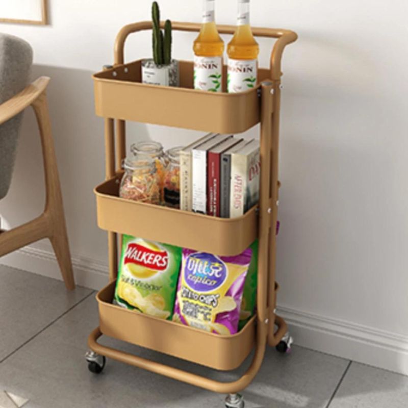Amazon Hot Selling Kitchen Cart Hotel Foldable Three Layers ABS Storage Trolley Cart with Wheels